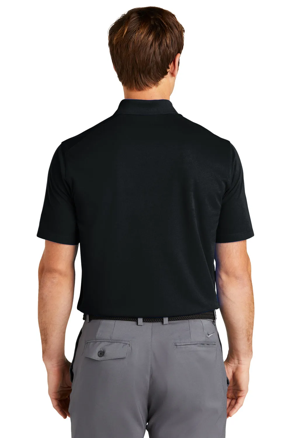 Nike Mens Dri-Fit Moisture Wicking Micro Pique 2.0 Short Sleeve Polo Shirt w/ Pocket - Black