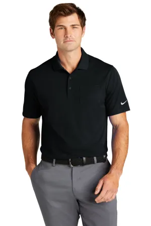 Nike Mens Dri-Fit Moisture Wicking Micro Pique 2.0 Short Sleeve Polo Shirt w/ Pocket - Black