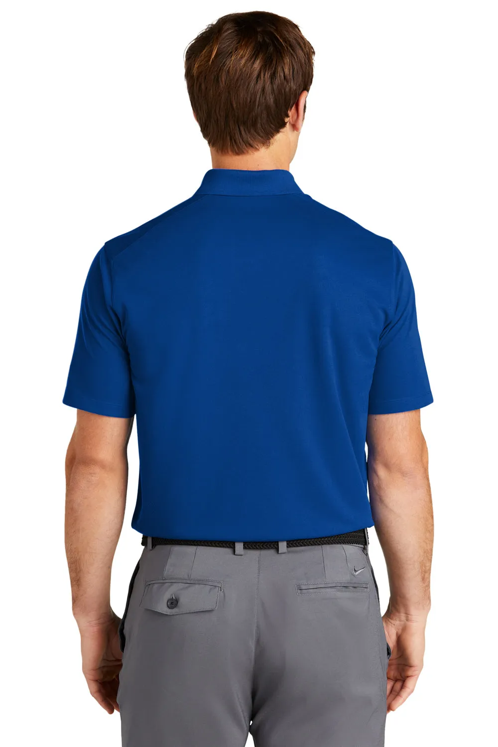 Nike Mens Dri-Fit Moisture Wicking Micro Pique 2.0 Short Sleeve Polo Shirt w/ Pocket - Gym Blue