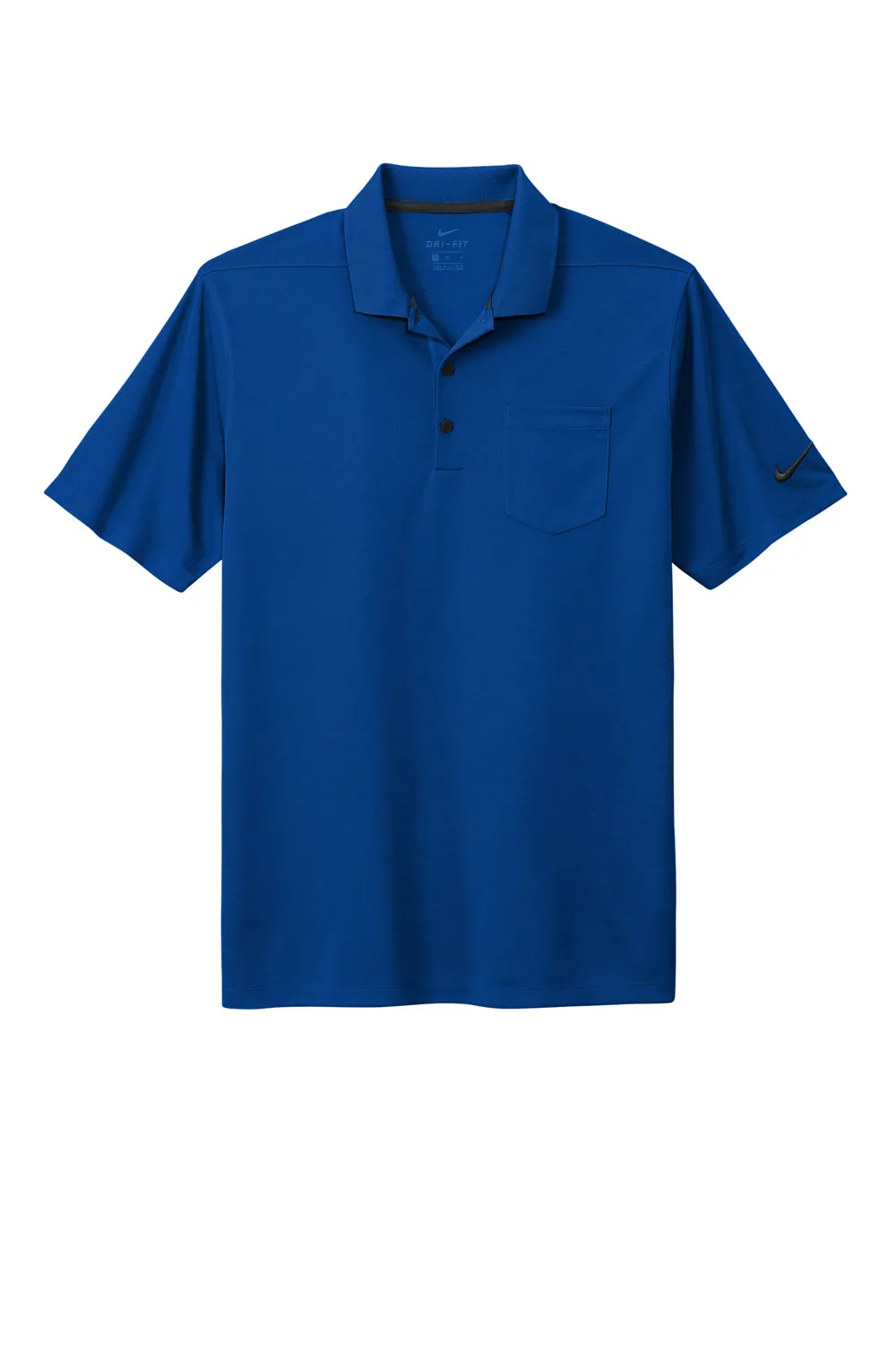 Nike Mens Dri-Fit Moisture Wicking Micro Pique 2.0 Short Sleeve Polo Shirt w/ Pocket - Gym Blue