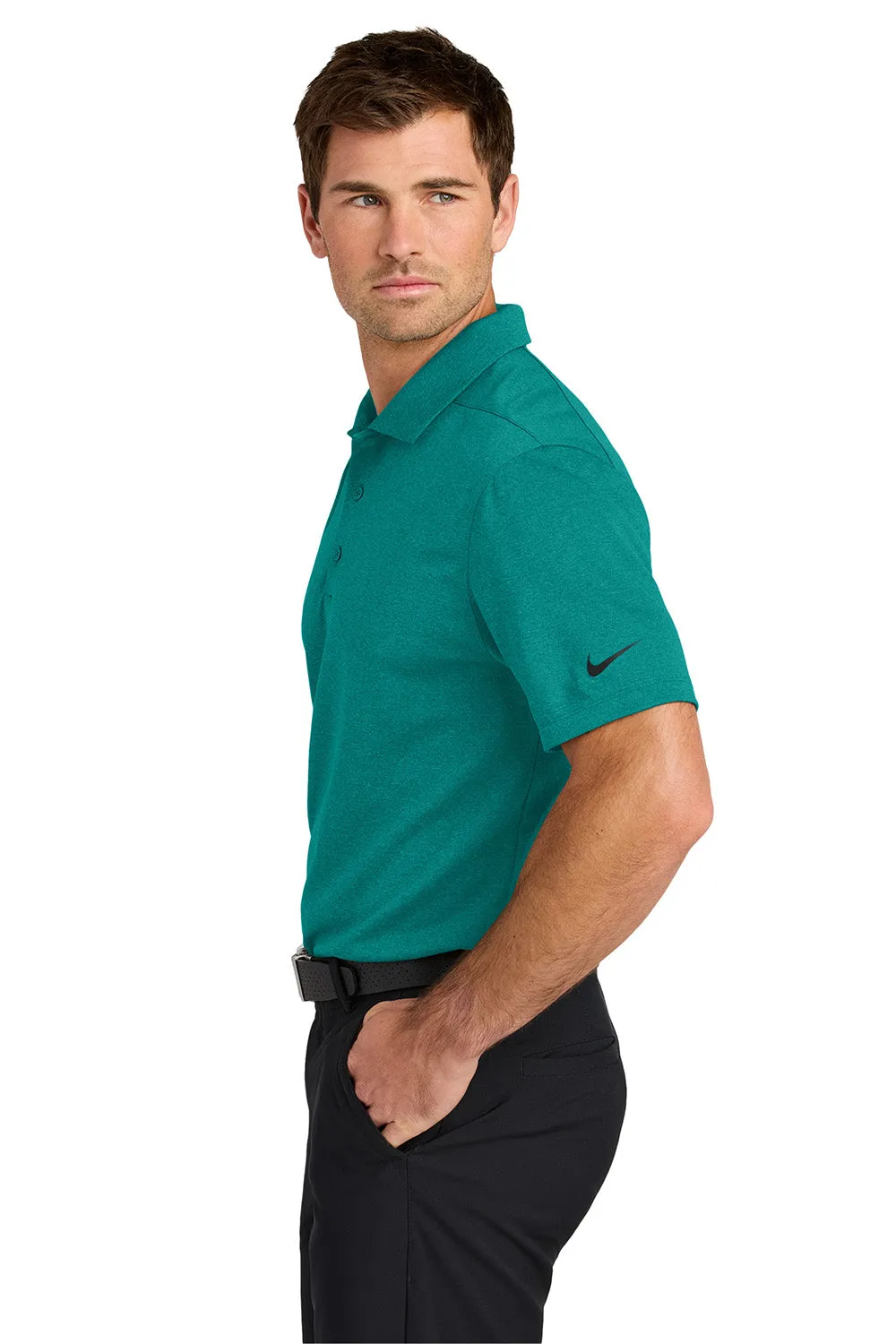 Nike Mens Dri-Fit Moisture Wicking Smooth Heather Short Sleeve Polo Shirt - Heather Bright Spruce Green