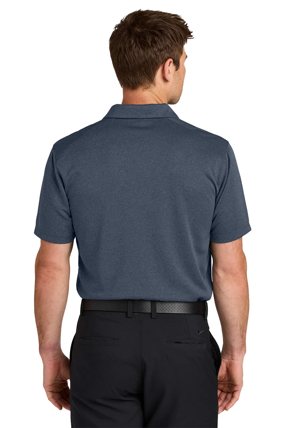 Nike Mens Dri-Fit Moisture Wicking Smooth Heather Short Sleeve Polo Shirt - Heather Navy Blue