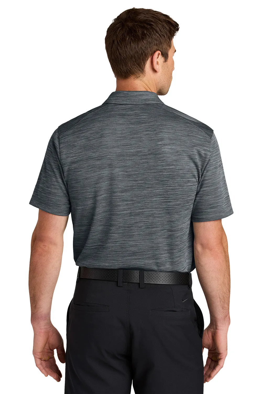 Nike Mens Dri-Fit Moisture Wicking Striated Short Sleeve Polo Shirt - Dark Grey