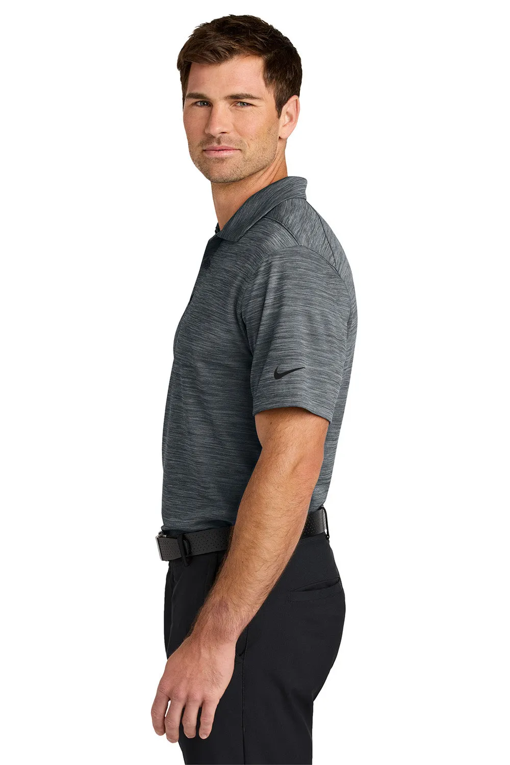 Nike Mens Dri-Fit Moisture Wicking Striated Short Sleeve Polo Shirt - Dark Grey
