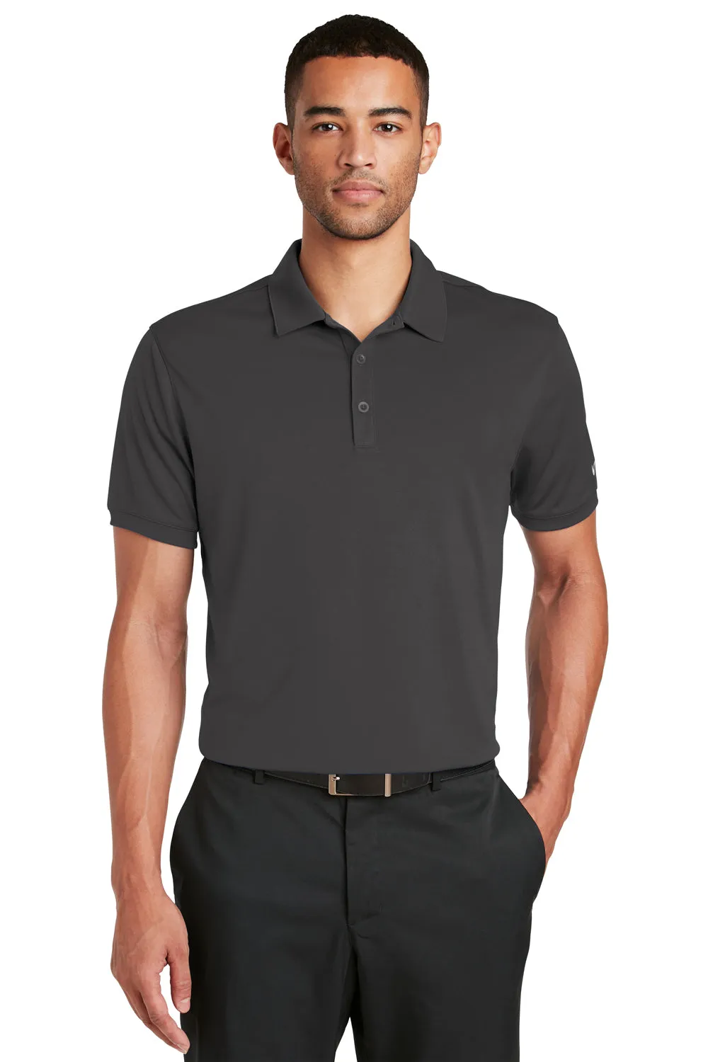 Nike Mens Players Dri-Fit Moisture Wicking Short Sleeve Polo Shirt - Anthracite Grey