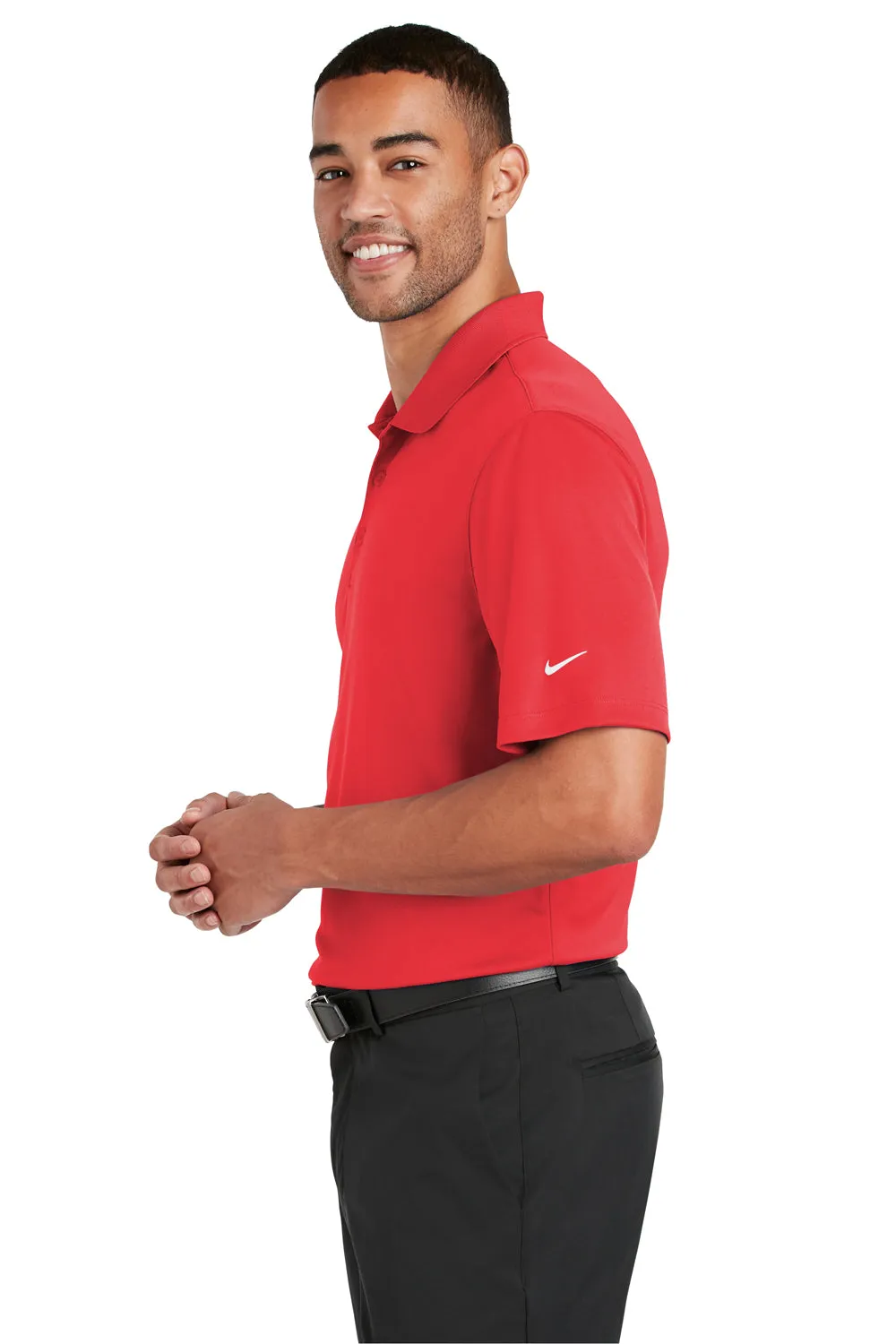 Nike Mens Players Dri-Fit Moisture Wicking Short Sleeve Polo Shirt - University Red