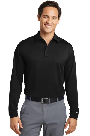Nike Mens Stretch Tech Dri-Fit Moisture Wicking Long Sleeve Polo Shirt - Black