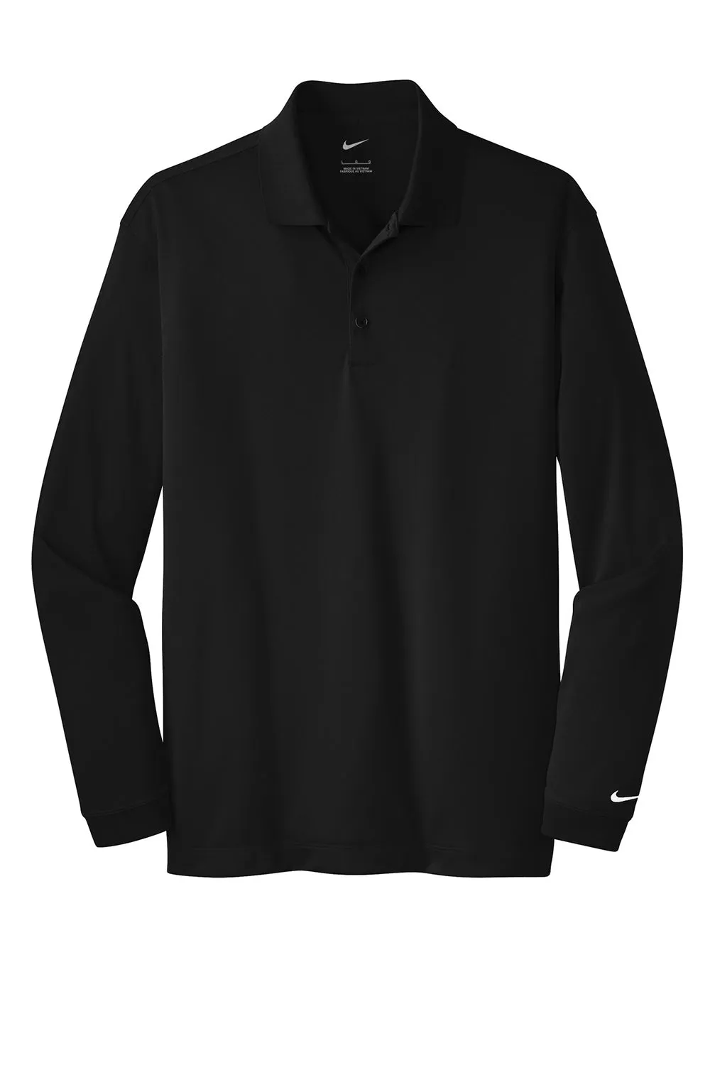 Nike Mens Stretch Tech Dri-Fit Moisture Wicking Long Sleeve Polo Shirt - Black