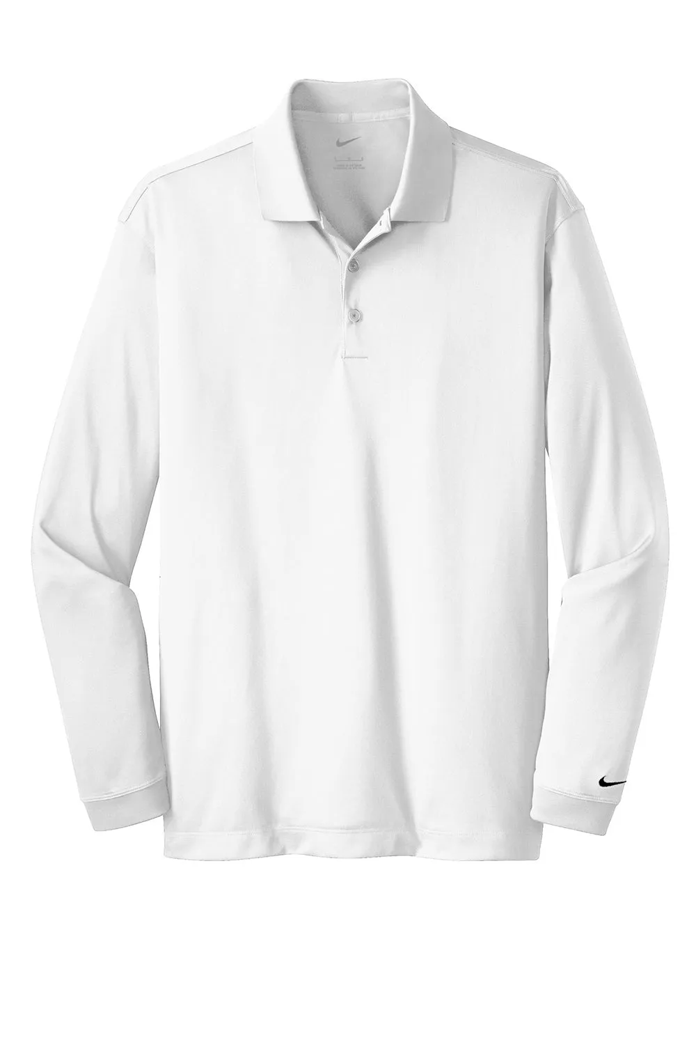 Nike Mens Stretch Tech Dri-Fit Moisture Wicking Long Sleeve Polo Shirt - White