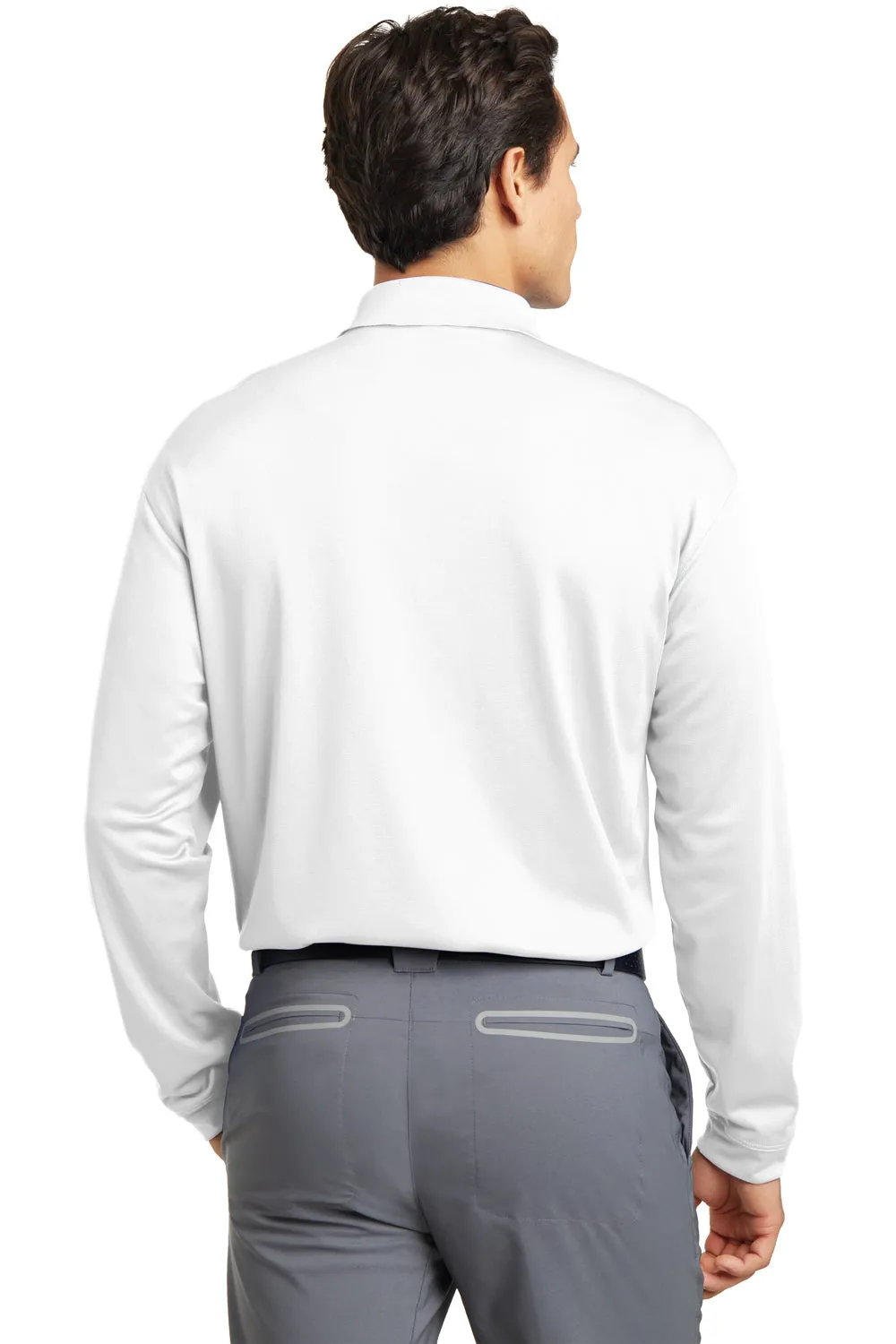 Nike Mens Stretch Tech Dri-Fit Moisture Wicking Long Sleeve Polo Shirt - White