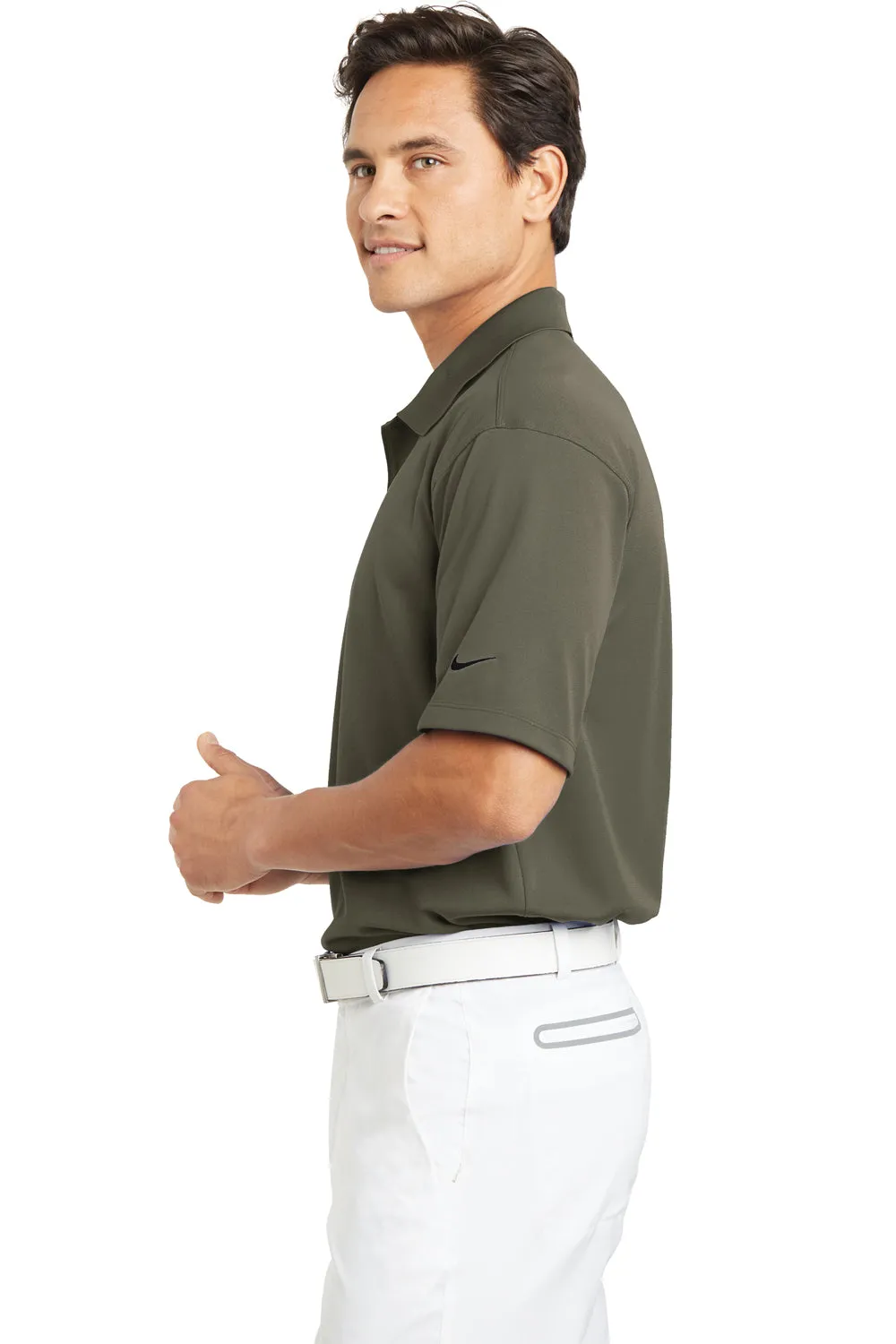 Nike Mens Tech Basic Dri-Fit Moisture Wicking Short Sleeve Polo Shirt - Olive Khaki