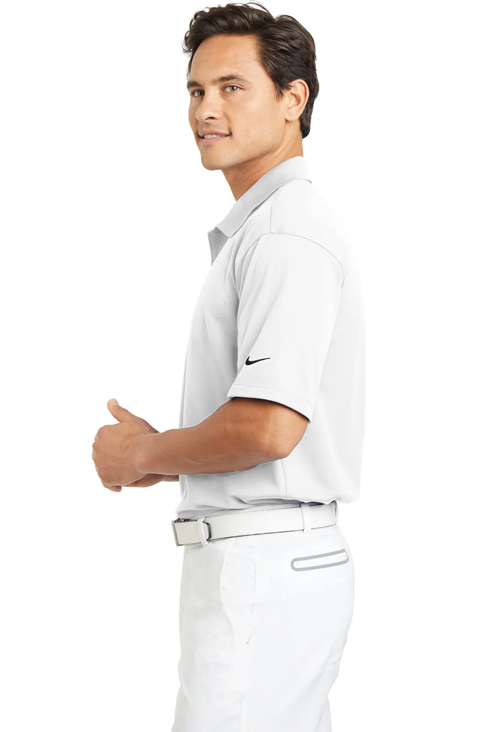 Nike Mens Tech Basic Dri-Fit Moisture Wicking Short Sleeve Polo Shirt - White