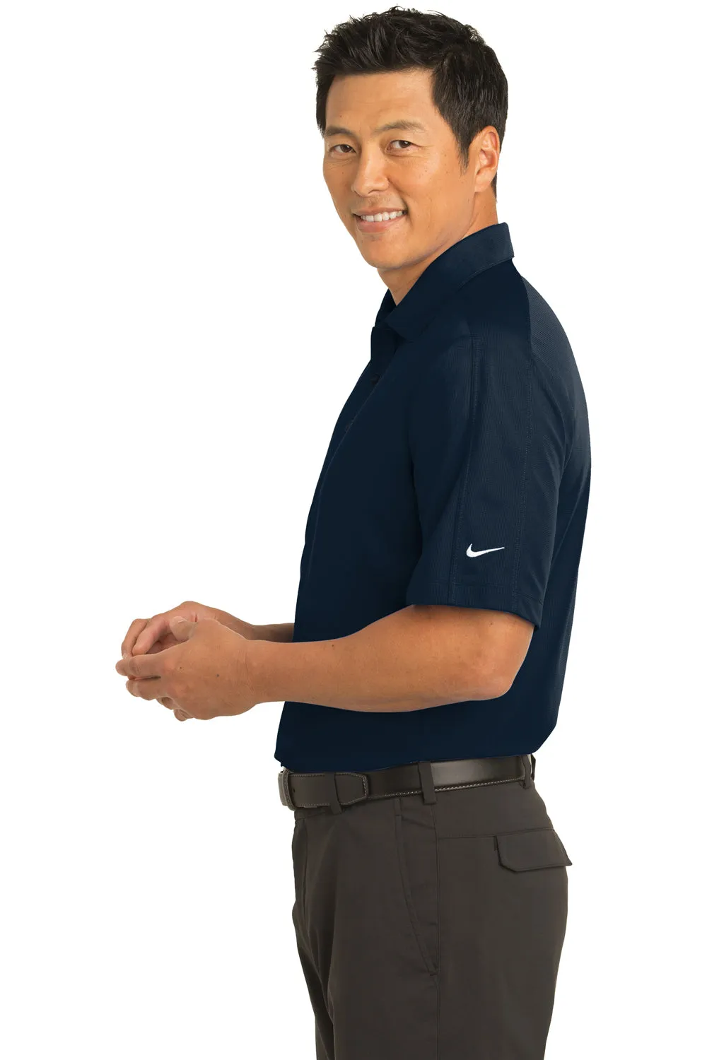 Nike Mens Tech Sport Dri-Fit Moisture Wicking Short Sleeve Polo Shirt - Navy Blue