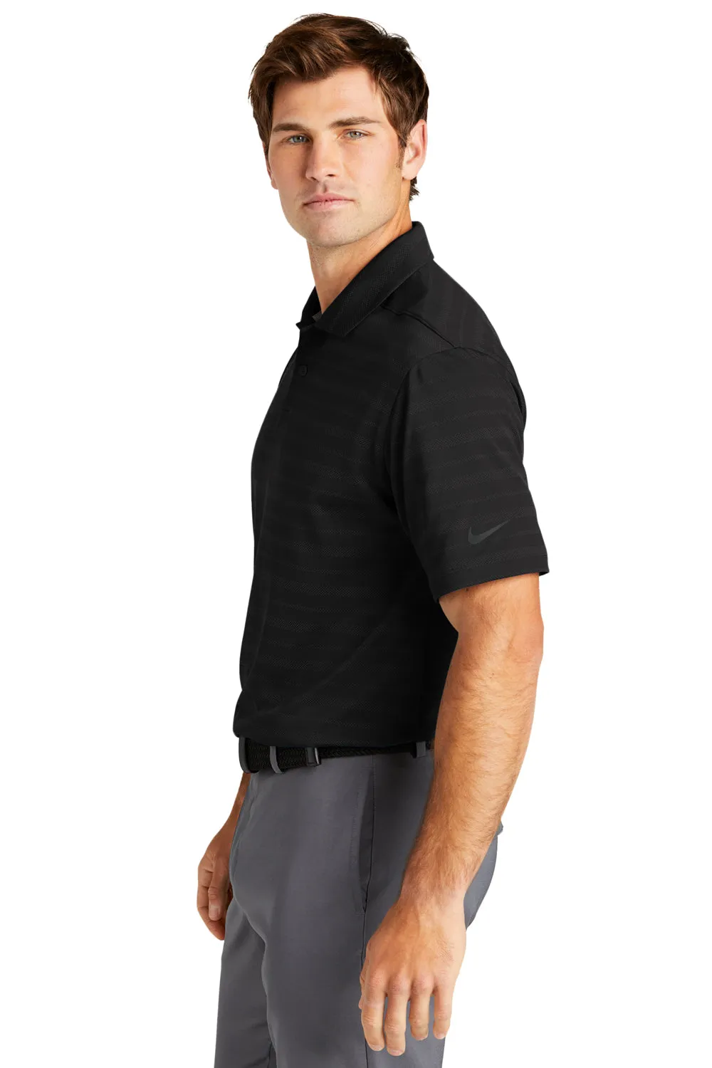 Nike Mens Vapor Jacquard Dri-Fit Moisture Wicking Short Sleeve Polo Shirt - Black