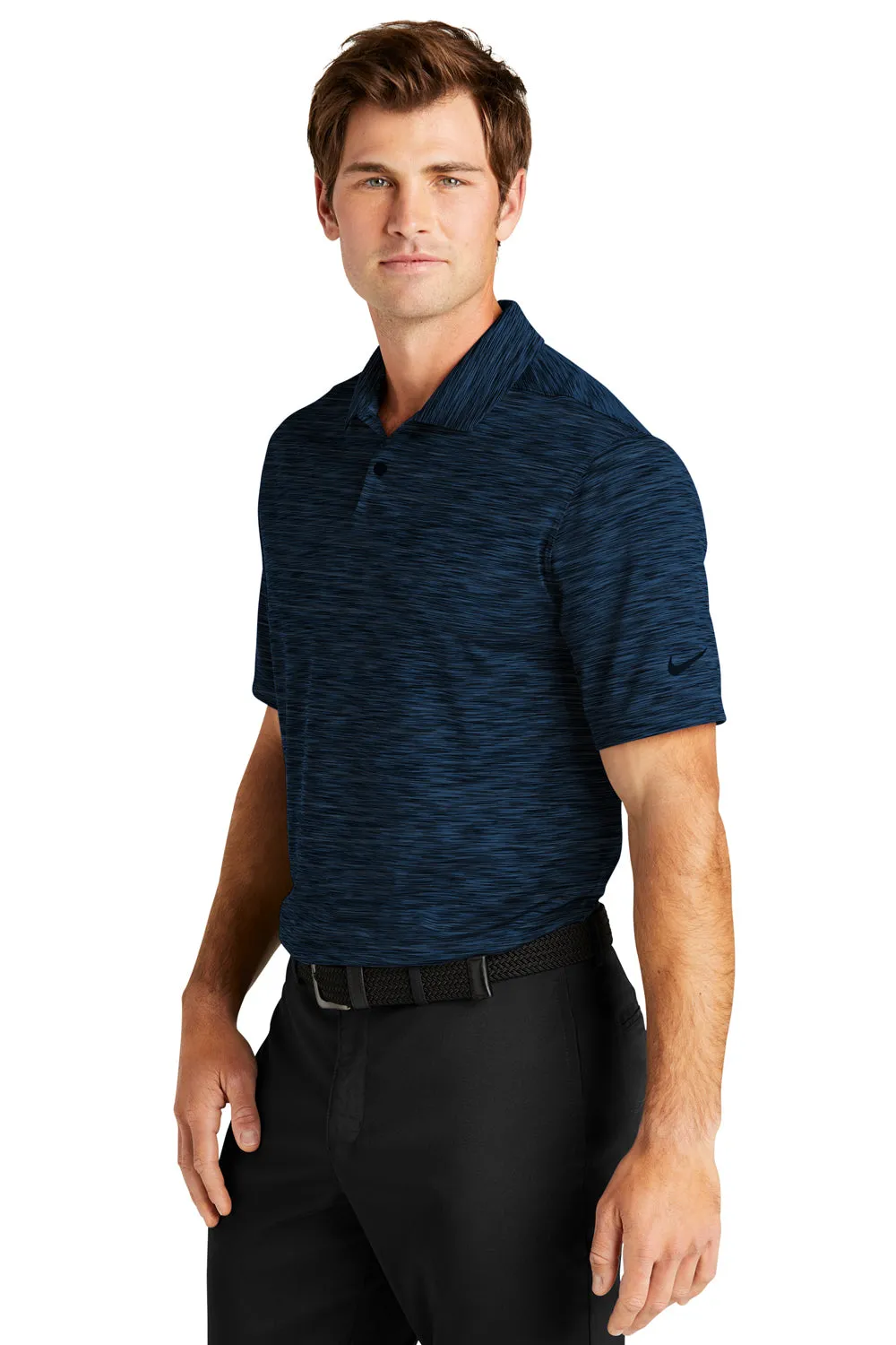 Nike Mens Vapor Space Dyed Dri-Fit Moisture Wicking Short Sleeve Polo Shirt - Navy Blue