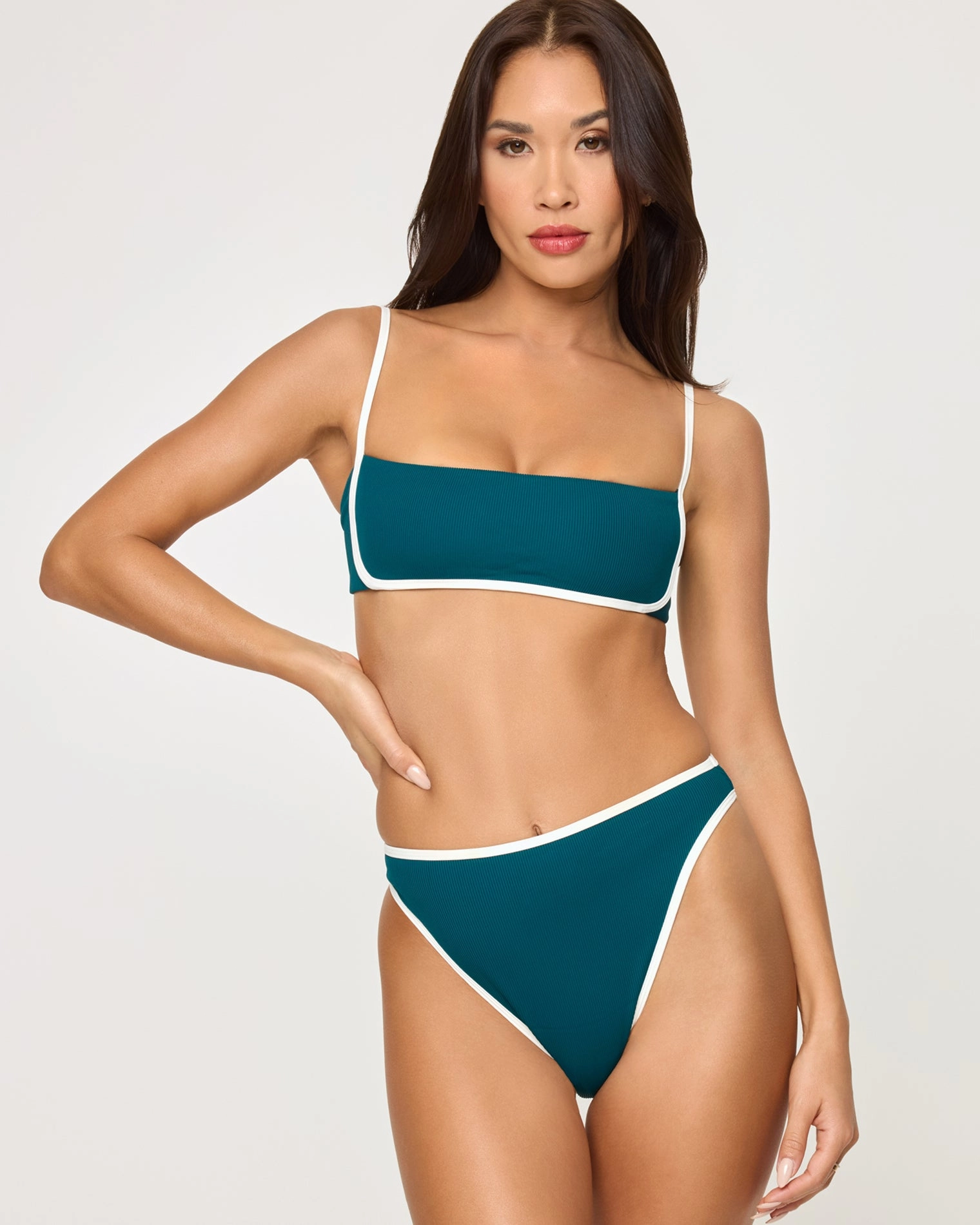 Nora Bikini Bottom - Deep Teal-Cream