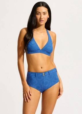 Oasis Belted Hollywood Boyleg Bikini Bottom - Ultramarine push up bikinis women, sporty womens bikini sets