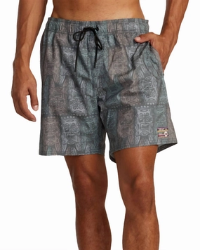 Oblow Tapa Elastic Short In Black mens beach swimwear, quick dry mens swimsuits