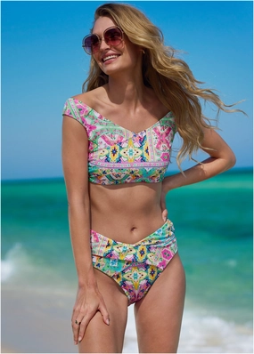 Off The Shoulder Bikini Top - Beach Art swimwear with tummy control, elegant swimsuits for women