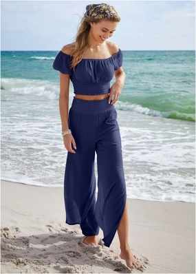 Off The Shoulder Cover-Up - Ultramarine Blue swimwear for all body types, comfortable womens beachwear