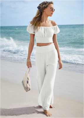 Off The Shoulder Cover-Up - White plain swimwear women, minimalist swimsuits