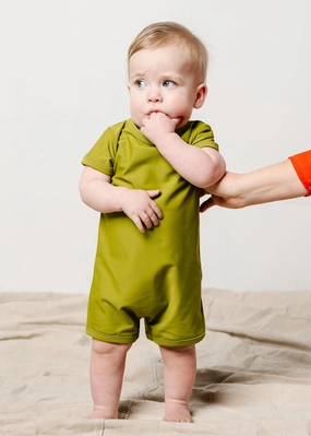 Olive Green | Baby Shorties Rashguard (Unisex) cute girls swimsuits, stylish swimwear for girls
