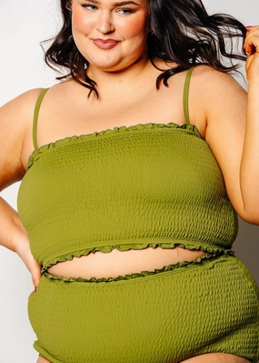 Olive Green | Bandeau Top tankini swim tops, adjustable bikini tops