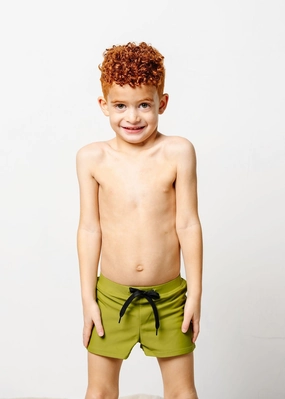 Olive Green | Mini Euro Shorts boys summer swimwear, boys rash guard swim sets