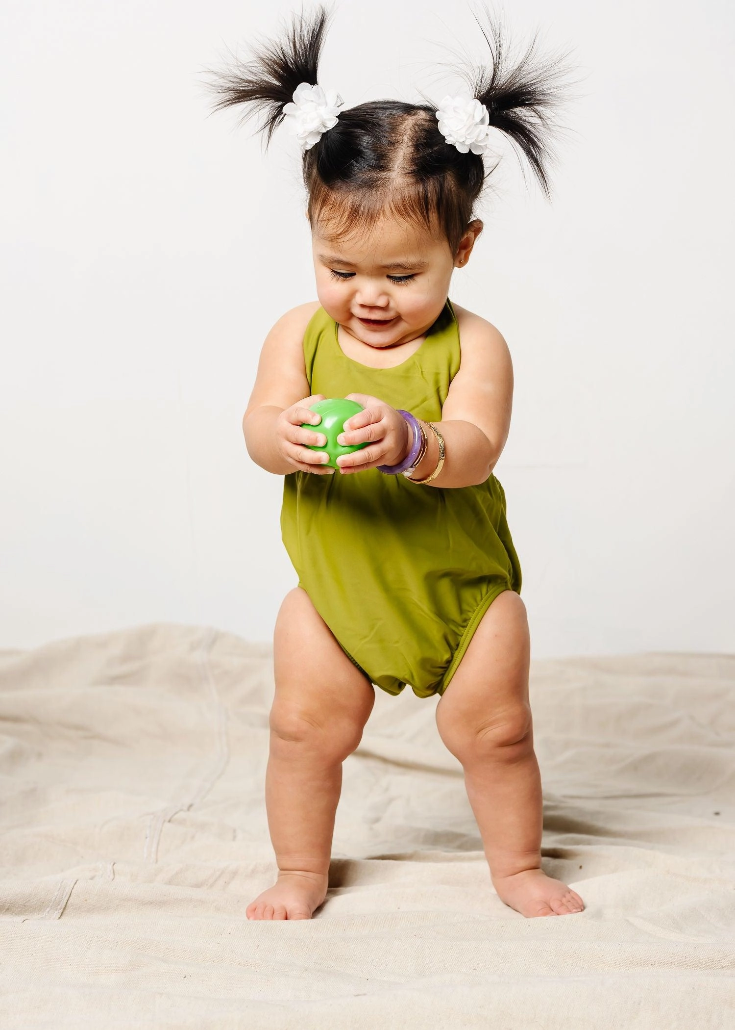 Olive Green | Mini Romper One-Piece