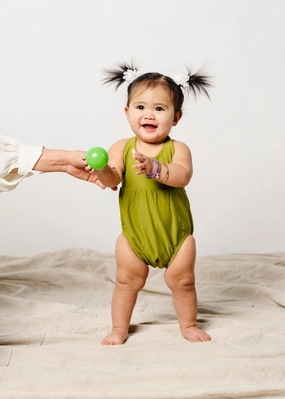 Olive Green | Mini Romper One-Piece cute girls swimsuits, stylish swimwear for girls