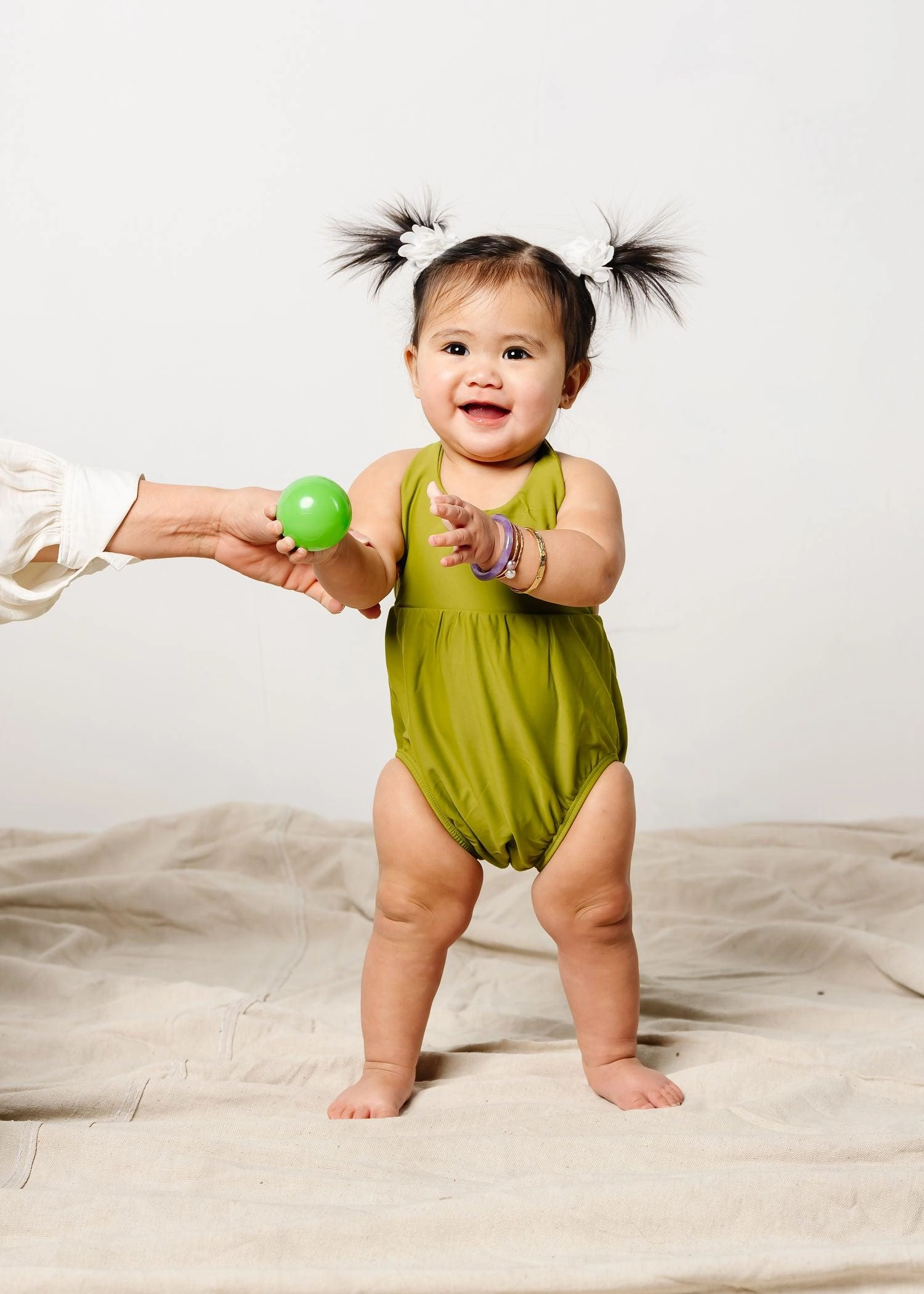 Olive Green | Mini Romper One-Piece cute girls swimsuits, stylish swimwear for girls