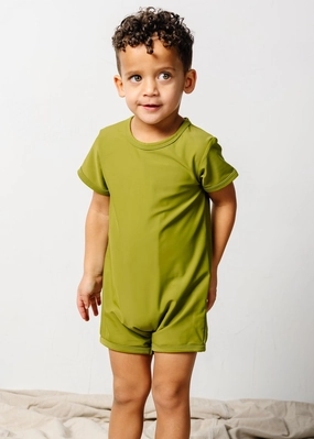 Olive Green | Mini Shorties Rashguard (Unisex) cute girls swimsuits, stylish swimwear for girls