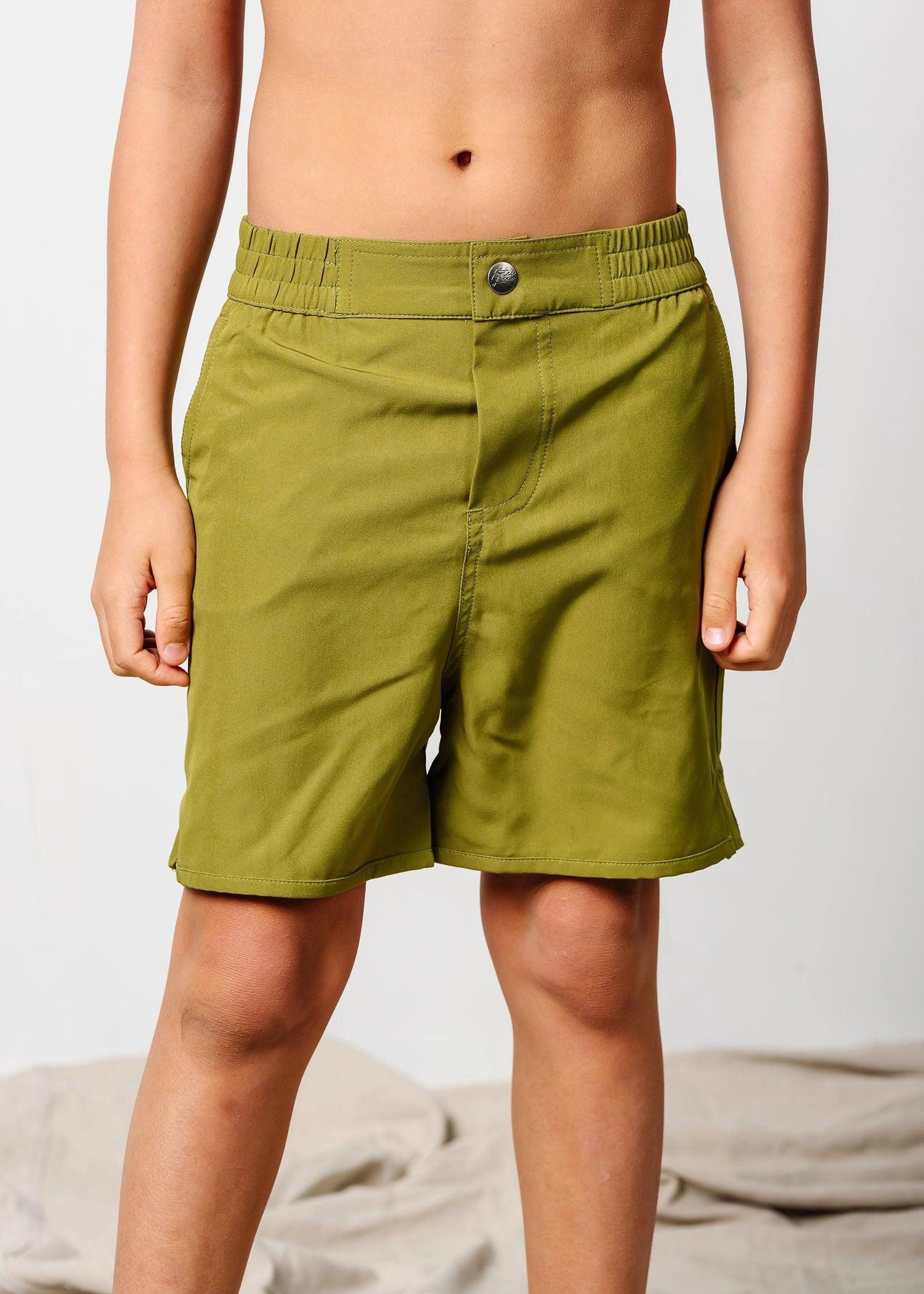Olive Green | Youth Boardies boys summer swimwear, boys rash guard swim sets