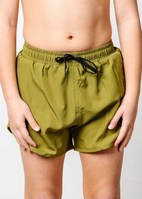 Olive Green | Youth Retro Shorties boys summer swimwear, boys rash guard swim sets
