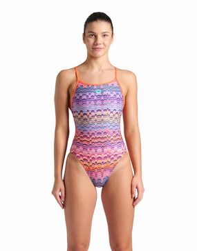 Ondulation Lace Back Swimsuit - Violet/Coral arena swimwear for men, arena competitive swimsuits