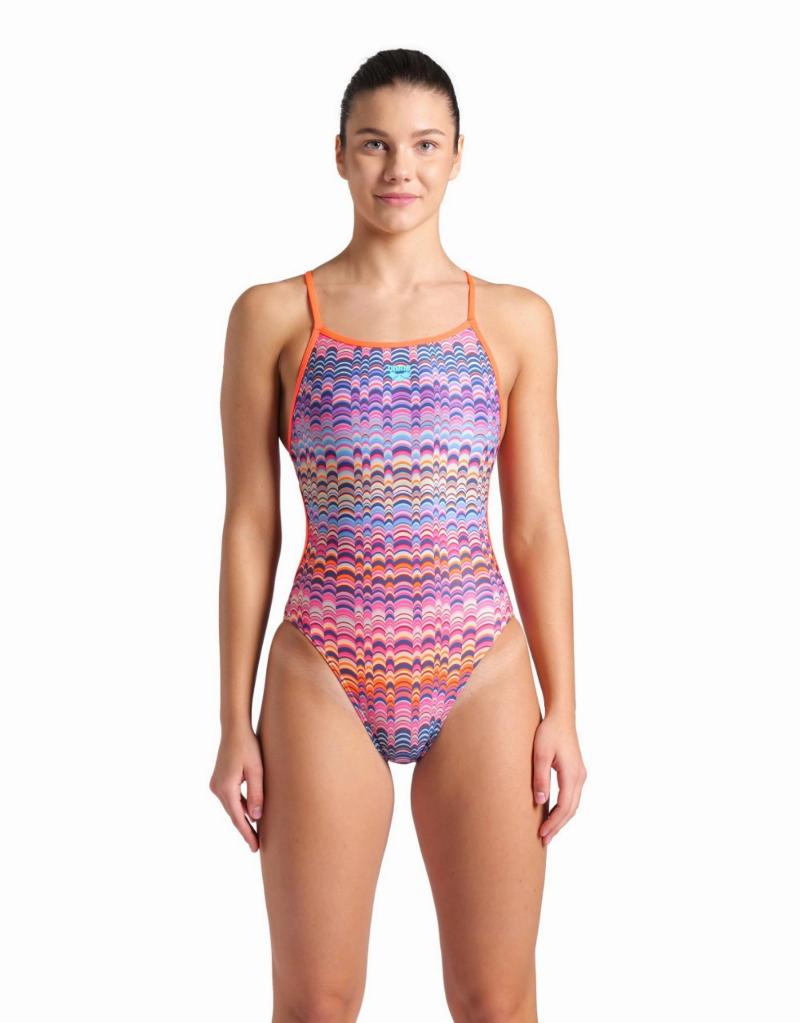 Ondulation Lace Back Swimsuit - Violet/Coral arena swimwear for men, arena competitive swimsuits