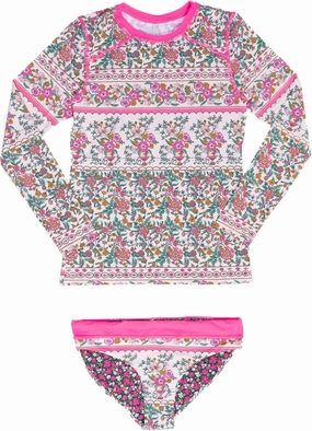 Ornamental Vintage Odysey Girls Rashguard Set In Multi cute swimsuits for teen girls, modest teen swimwear