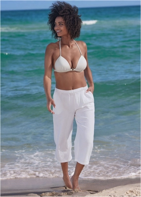 Pack And Go Pant Cover-Up - Pearl White womens sun protection swimwear, trendy swimwear collection