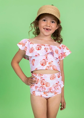 Painted Clams | Mini Mid-Ruffle Bottoms cute girls swimsuits, stylish swimwear for girls