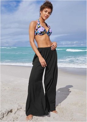 Palazzo Cover-Up Pant - Black Beauty plain swimwear women, minimalist swimsuits