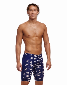 Paper Plain Swim Training Jammers - Blue funky trunks swim shorts, mens funky trunks swimwear