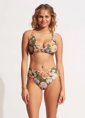 Paradise Garden High Waisted Pant - Avocado high waist bikinis women, cheeky cut bikinis for women