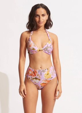 Paradise Garden High Waisted Pant - Lilac high waist bikinis women, cheeky cut bikinis for women