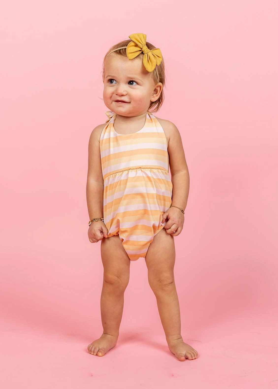 Peachy Stripe | Baby Romper One-Piece