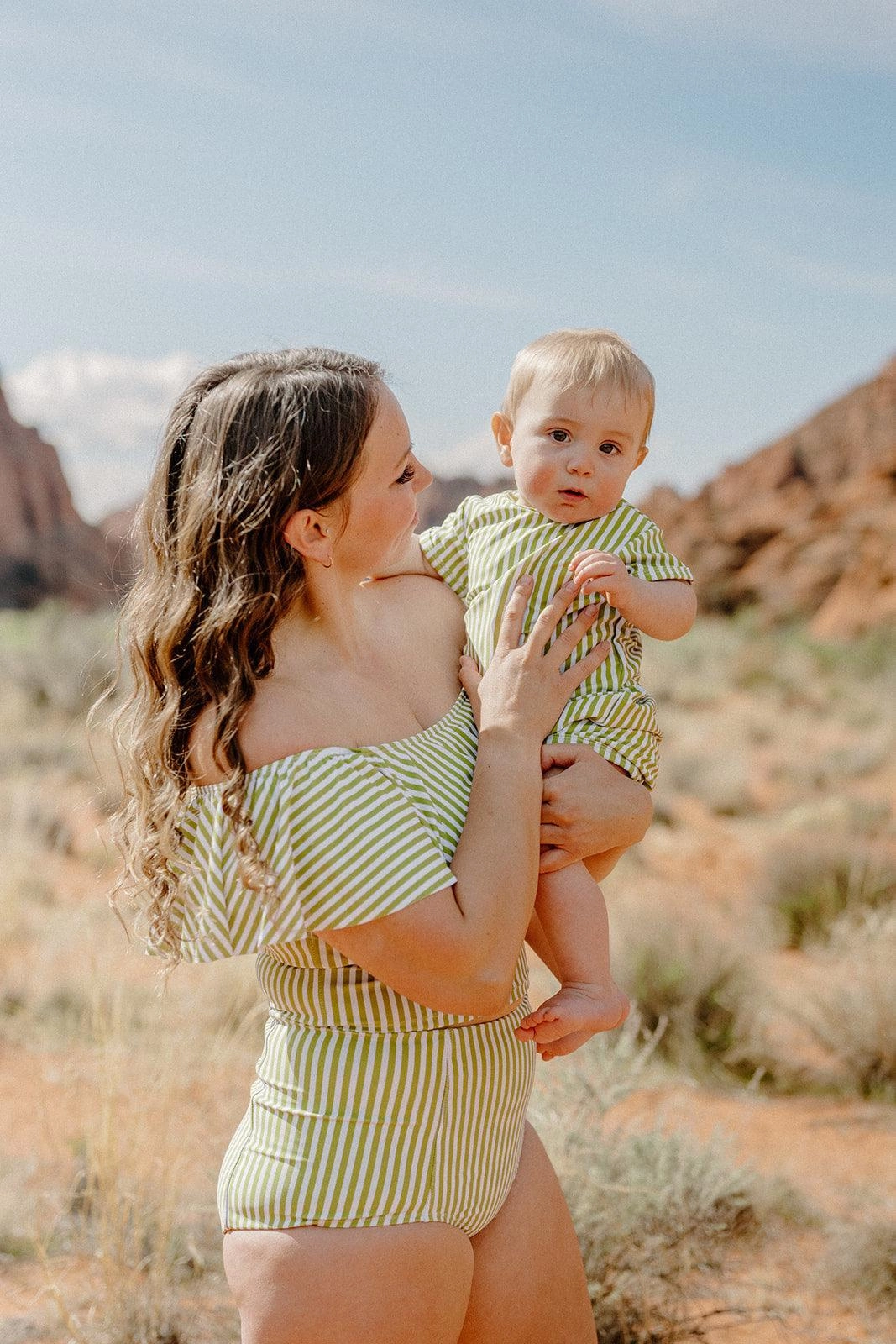 Pear Stripes | Baby Shorties Rashguard (Unisex)