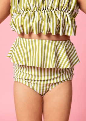 Pear Stripes | Mini Peplum Bottoms cute girls swimsuits, stylish swimwear for girls