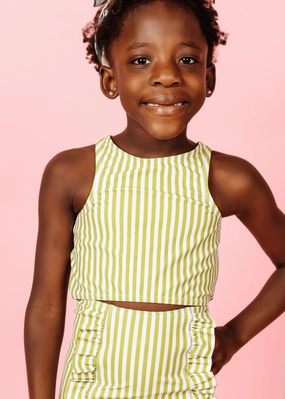 Pear Stripes | Mini Racer Back Top cute girls swimsuits, stylish swimwear for girls