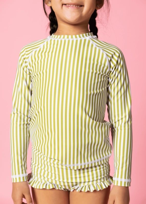Pear Stripes | Mini Rashguard Top (Unisex) cute girls swimsuits, stylish swimwear for girls