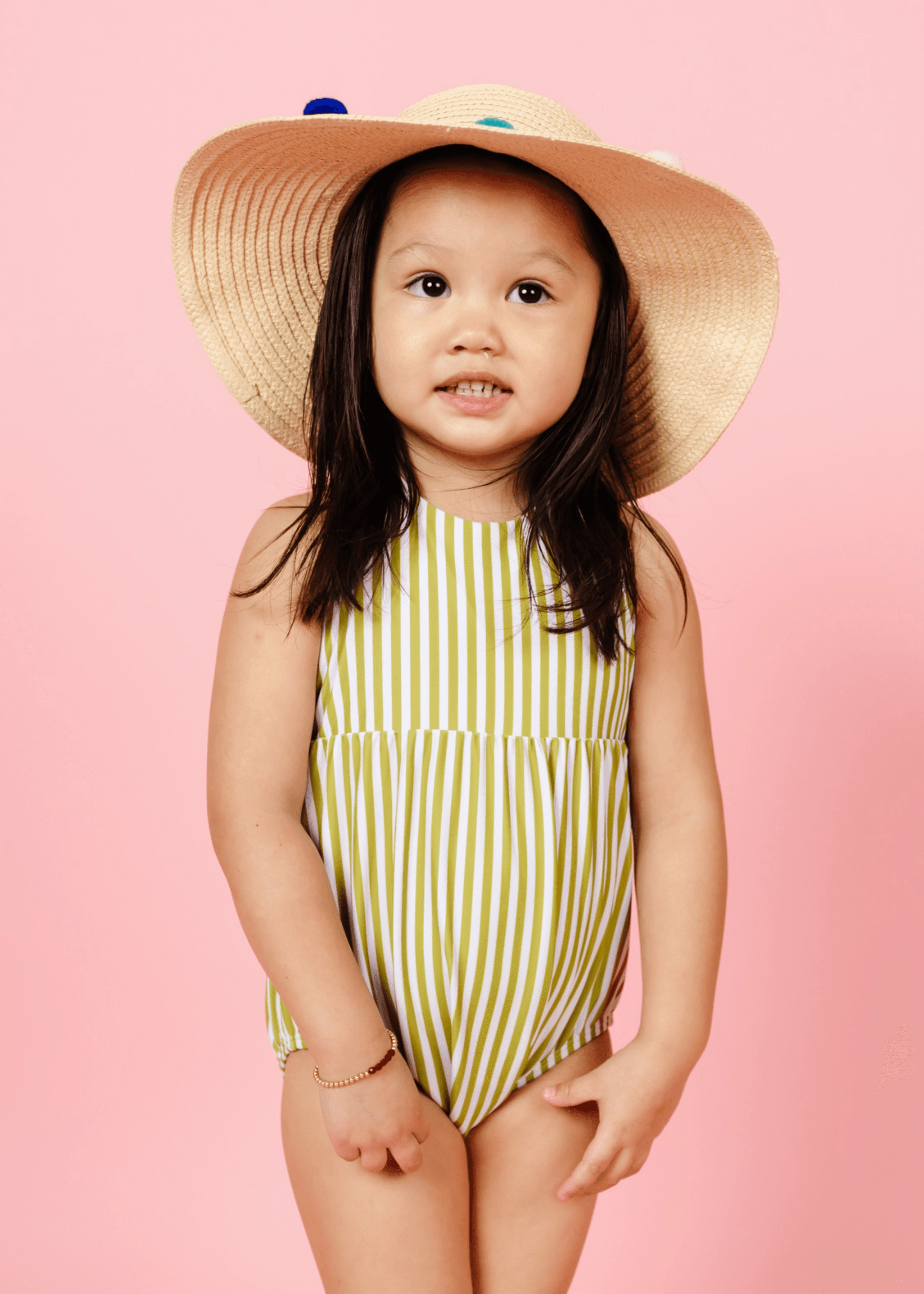 Pear Stripes | Mini Romper One-Piece cute girls swimsuits, stylish swimwear for girls