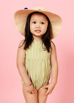 Pear Stripes | Mini Romper One-Piece cute girls swimsuits, stylish swimwear for girls